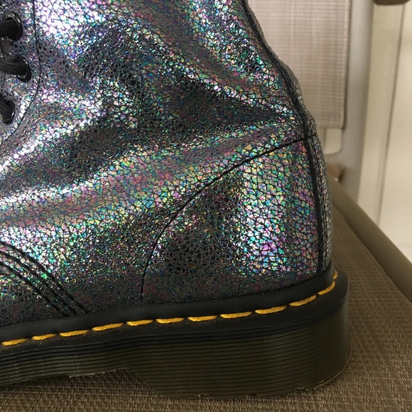 DR MARTENS PASCAL SPARKLE IRIDESCENT CRACKLE BOOTS - Picture 2 of 10